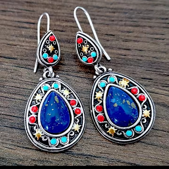 Earrings Natural Stone Women's Water Drop Dangle New f28 - Picture 1 of 3